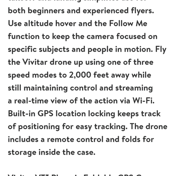 Vivitar - VTI GPS Phoenix Foldable Drone retail $499 - Picture 13 of 15